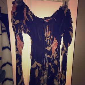 Sheer Off Shoulder Flower Spanish Style Top